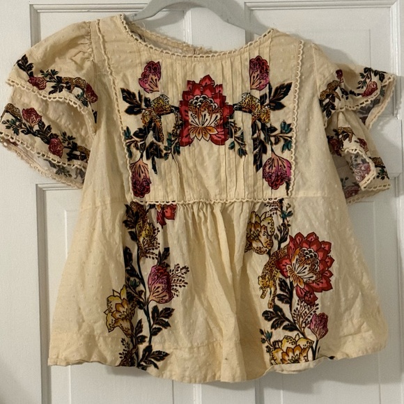 FARM Rio Tops - FARM Rio Floral Embroidered Blouse - Cream, Red, Yellow
